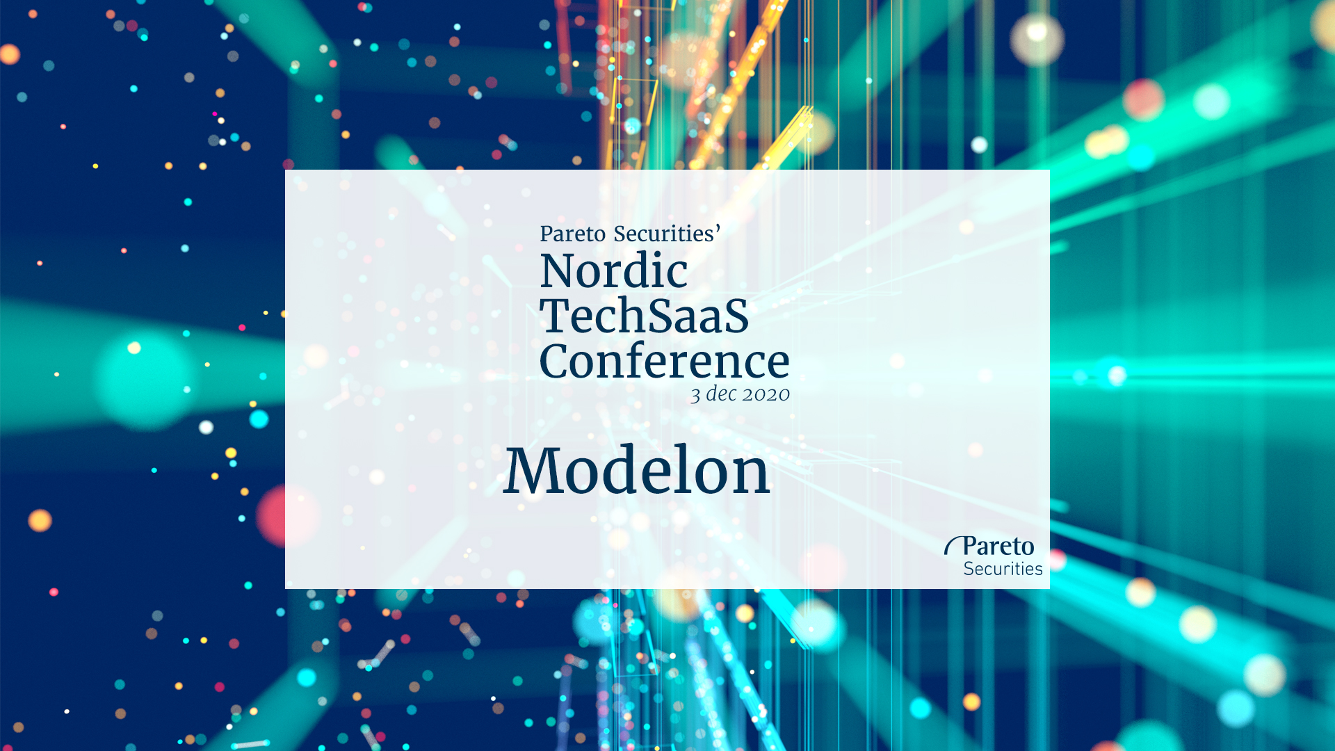Modelon / Pareto Securities’ virtual Nordic TechSaaS Conference